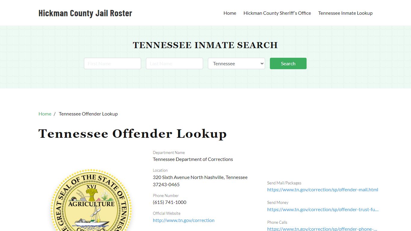 Tennessee Inmate Search, Jail Rosters - Hickman County Jail