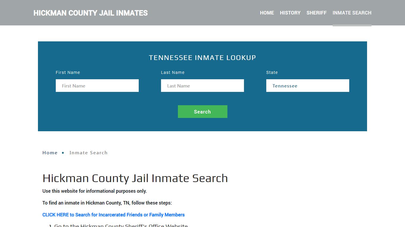 Hickman County, TN Detainee Lookup