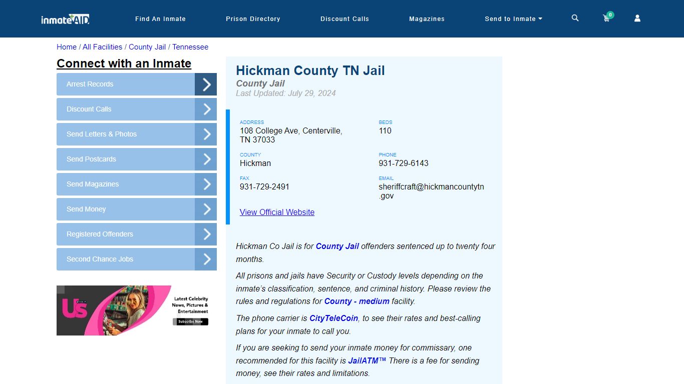 Hickman County TN Jail - Inmate Locator